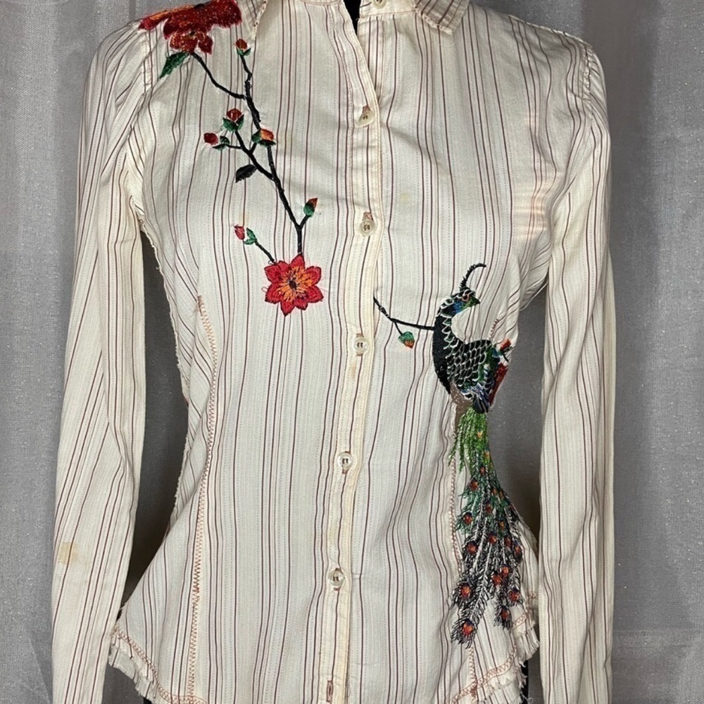 Johnny Was 3 J Workshop Embroidered Button Down Top